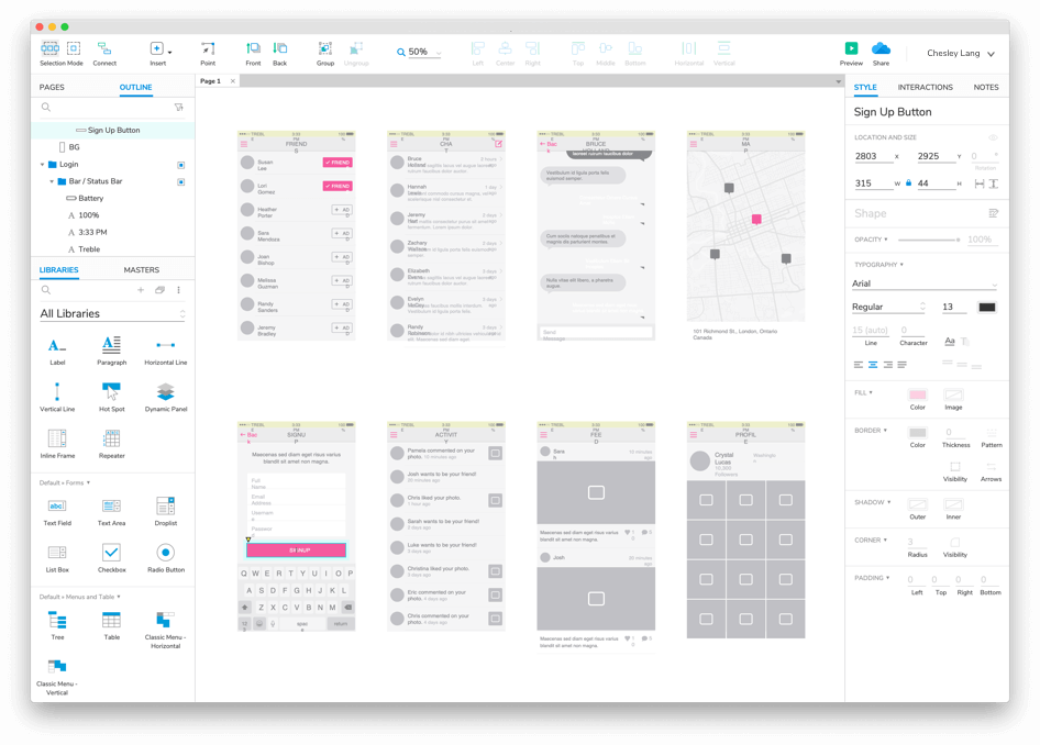 Example Axure screen