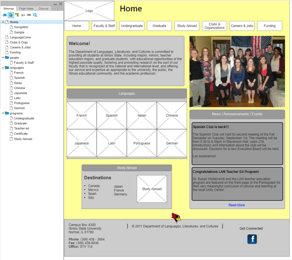 Sample student Axure wireframe